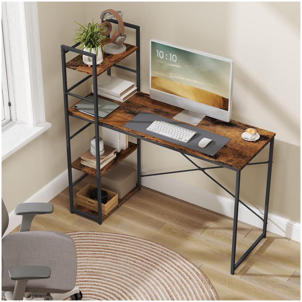 Scrivania per computer Valora MAX 4.0 con gambe nere rustiche e ripiani - Foto 2
