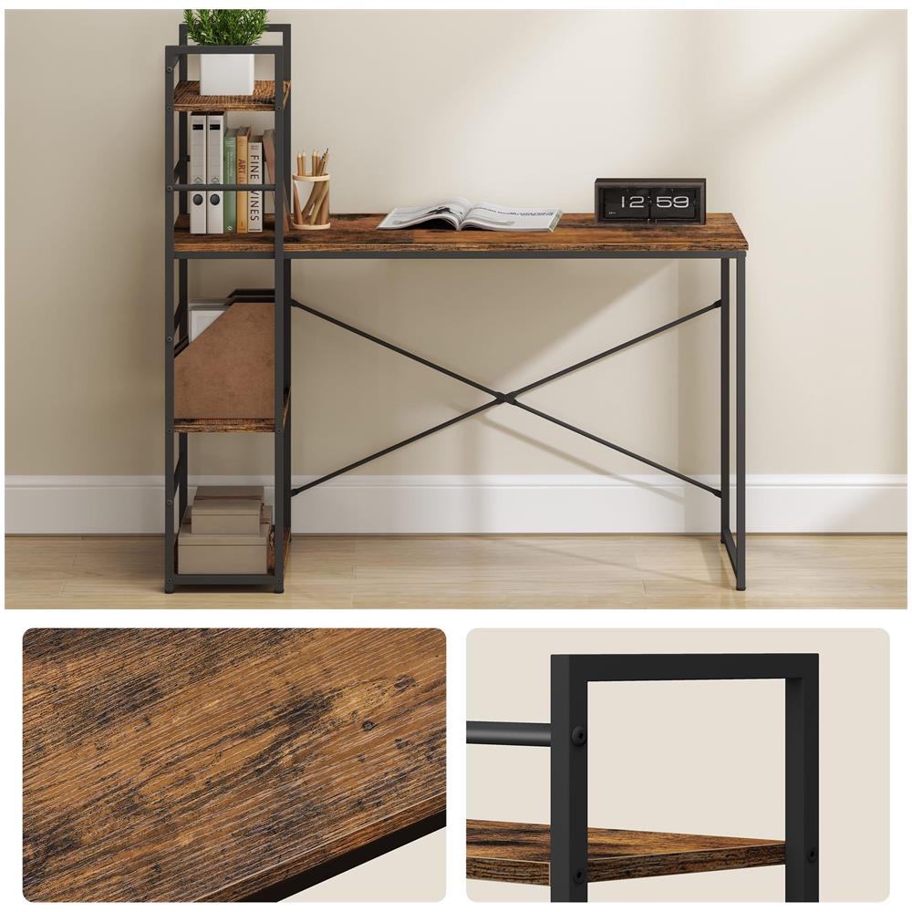 Scrivania per computer Valora MAX 4.0 con gambe nere rustiche e ripiani - Foto 6