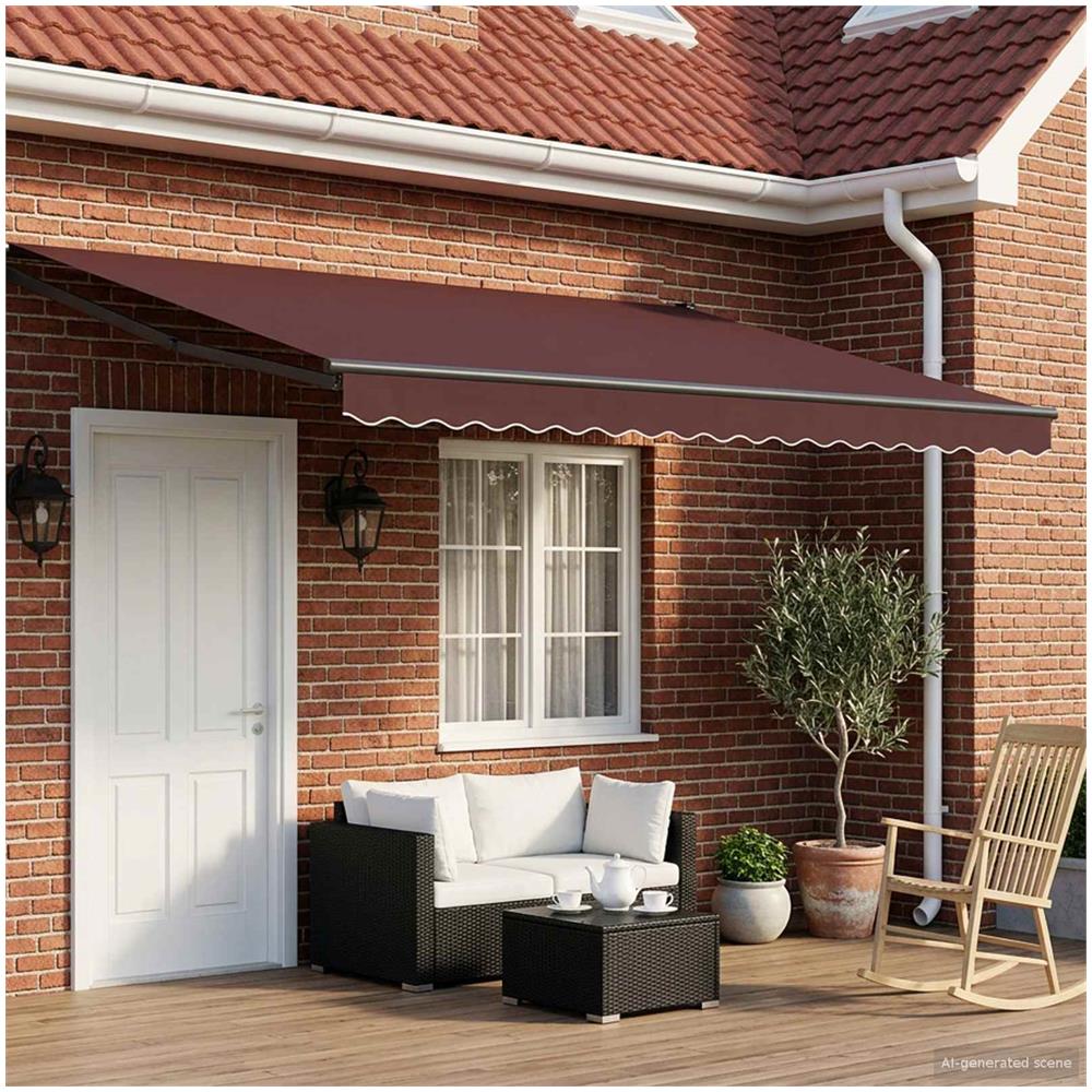 Tenda retrattile manuale con LED Marrone e Antracite 4 x 2 m - Foto 1