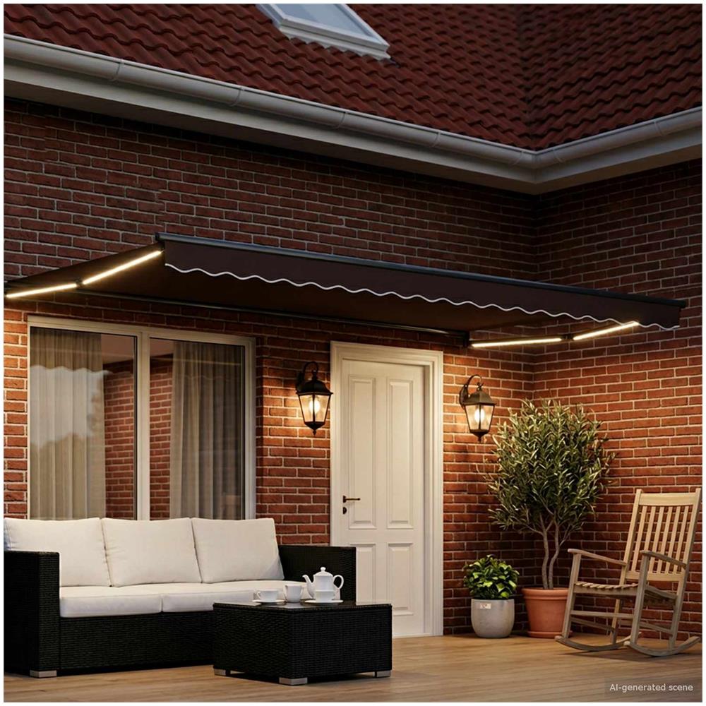 Tenda retrattile manuale con LED Marrone e Antracite 4 x 2 m - Foto 2