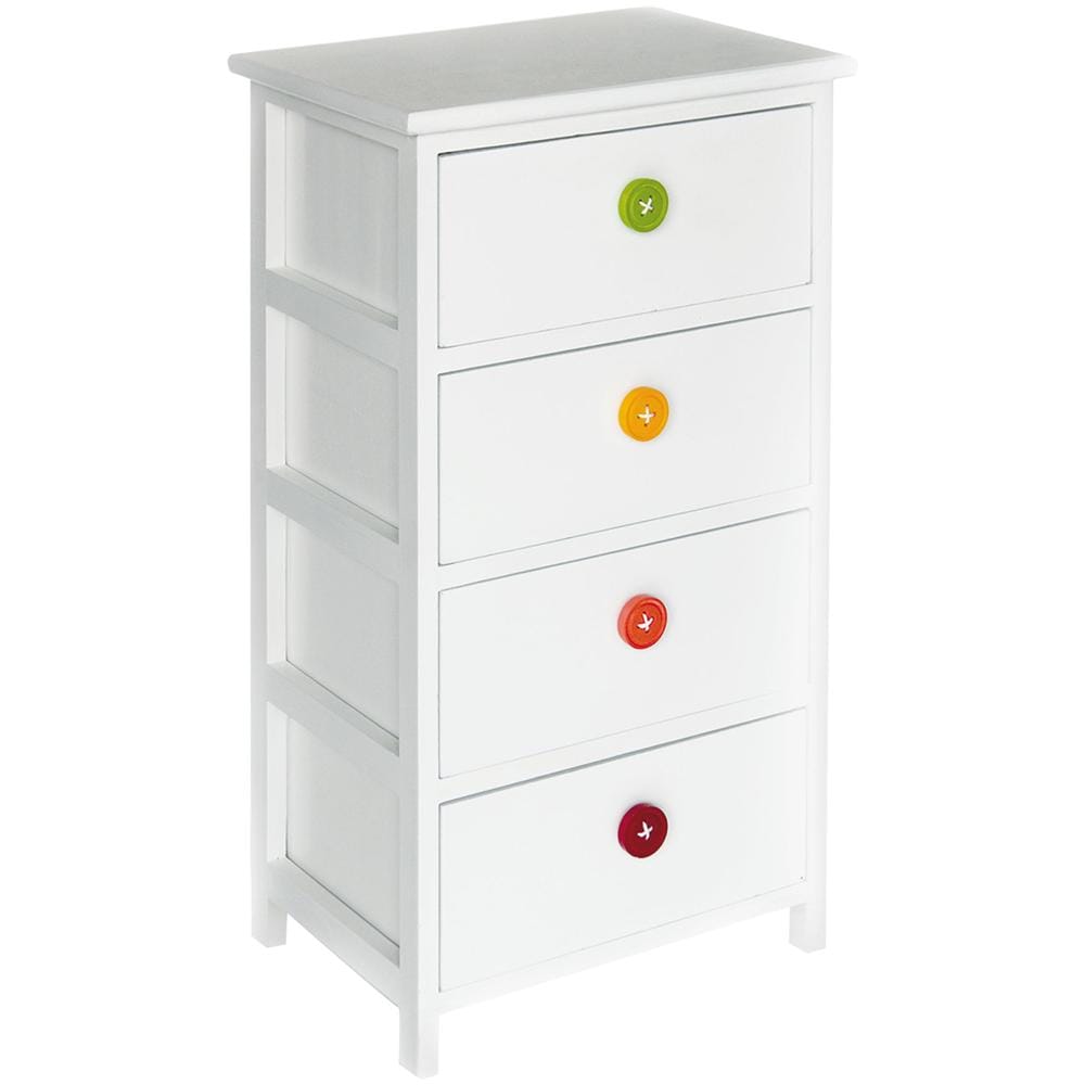 C656734 - Cassettiera in Legno 4 Cassetti Maniglie a Bottoni Colorate - Foto 1