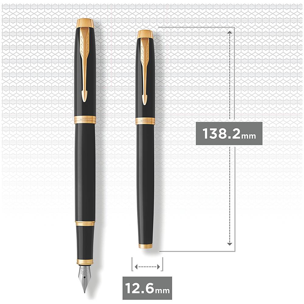 Penna Stilografica con Pennino Medio Ricarica di Inchiostro Blu Colore Nero - Foto 2