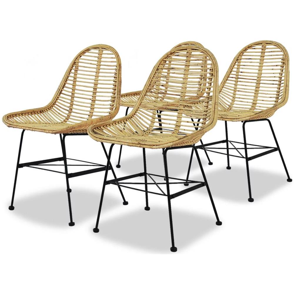 Sedie Da Pranzo Set 4 Pz In Rattan Naturale - Foto 1