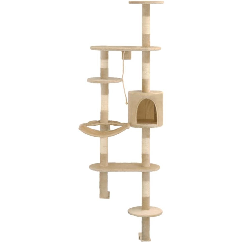Albero Per Gatti Con Tiragraffi In Sisal Da Parete 194 Cm Beige - Foto 2