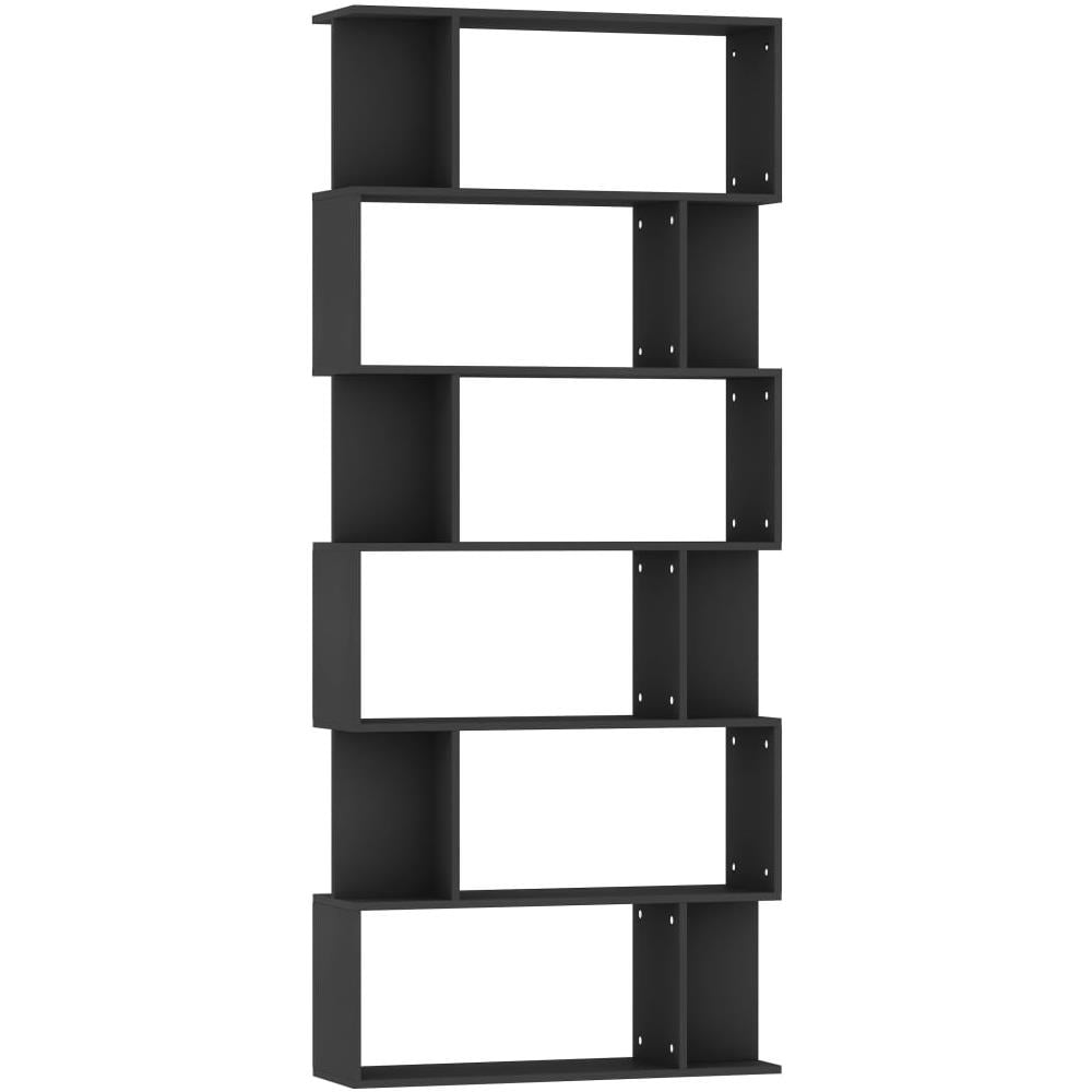 Libreria /Divisorio Nero 80x24x192 cm in Legno Multistrato - Foto 2
