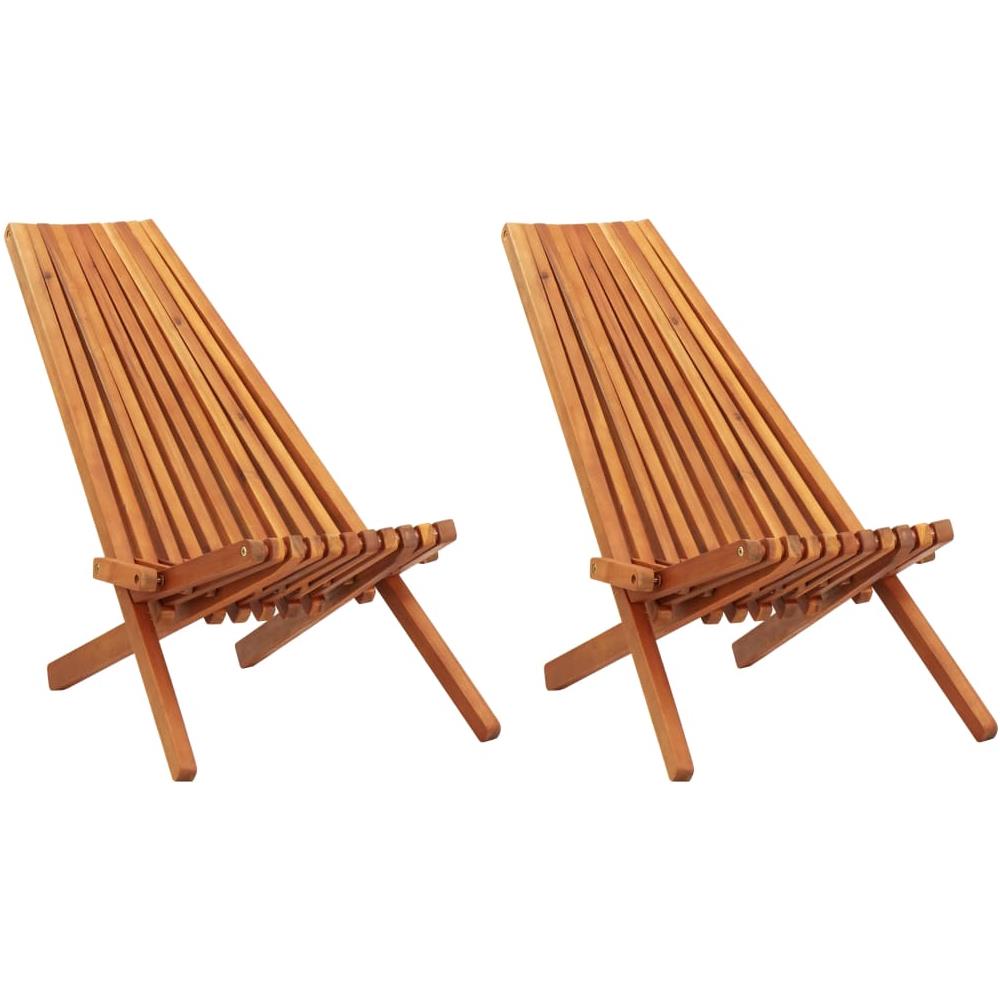 Sedie Da Giardino Pieghevoli 2 Pz In Legno Massello D'acacia - Foto 1