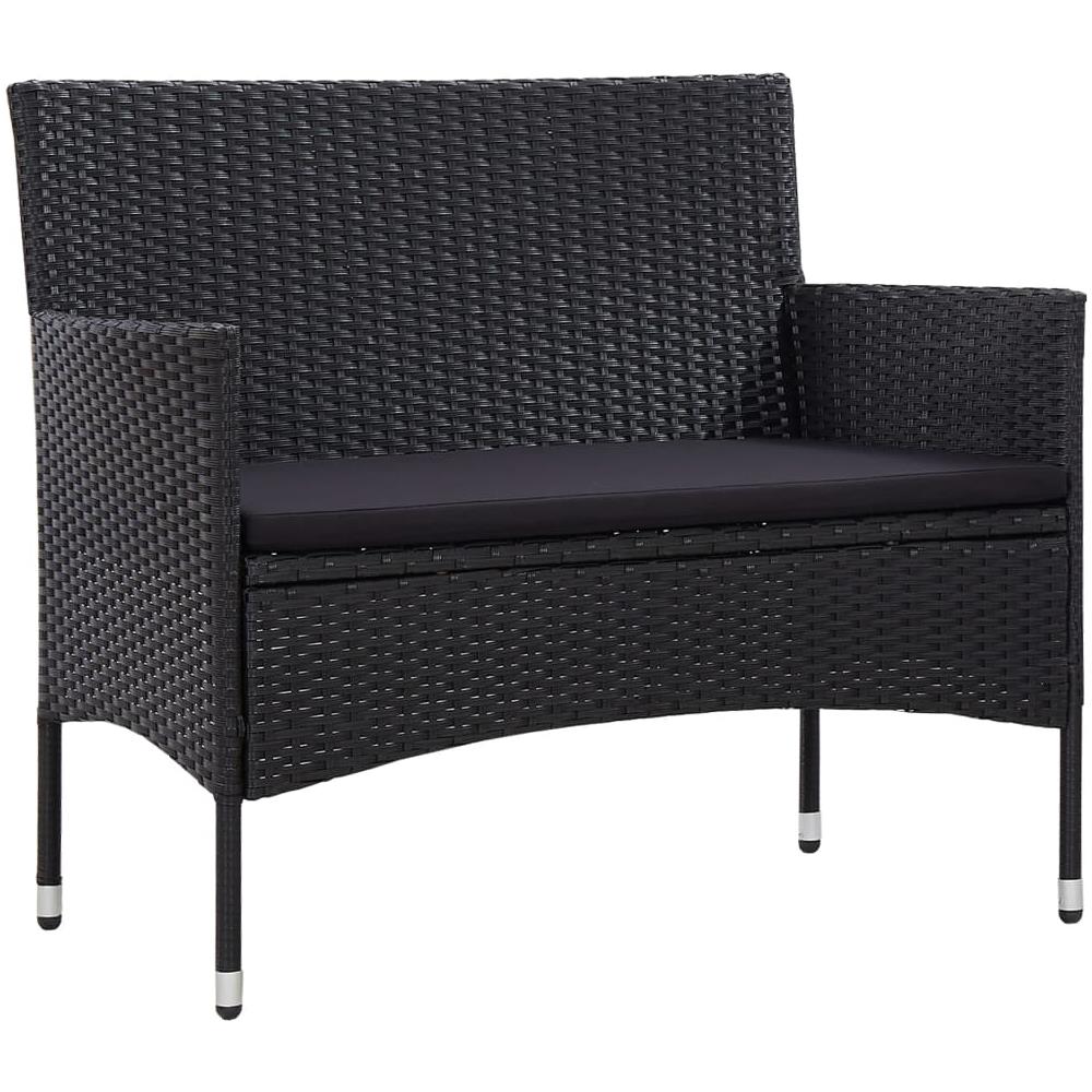 Set Divani Da Giardino 4 Pz Con Cuscini In Polyrattan Nero - Foto 2