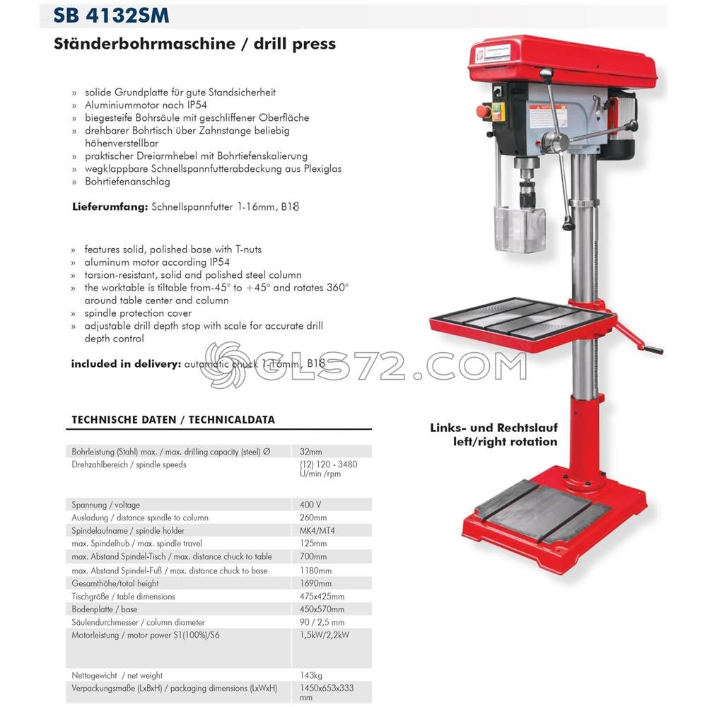 Trapano A Colonna Con Trasmissione A Cinghia 400v Holzmann Sb4132lr - Foto 2