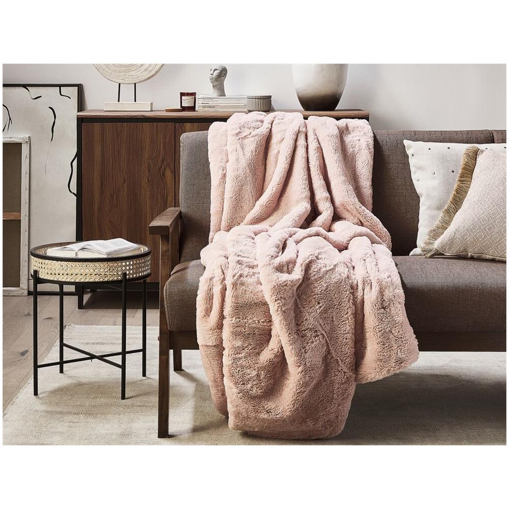 Coperta Di Plaid 150 X 200 Cm Rosa Chaab - Foto 2