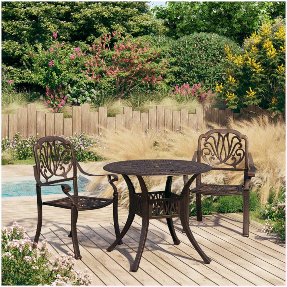 Set Da Bistrot 3 Pz In Alluminio Pressofuso Bronzo - Foto 1