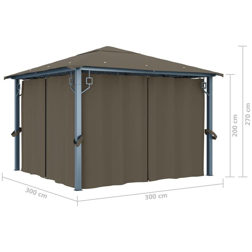 Gazebo Con Tenda 300x300 Cm Grigio Talpa In Alluminio - Foto 8