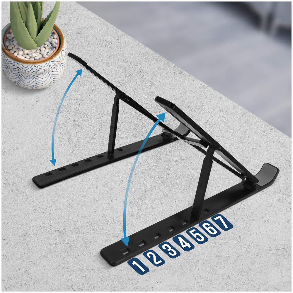 Supporto Da Tavolo Macbook Computer Portatile Altezza Regolabile Pieghevole Nero - Foto 2