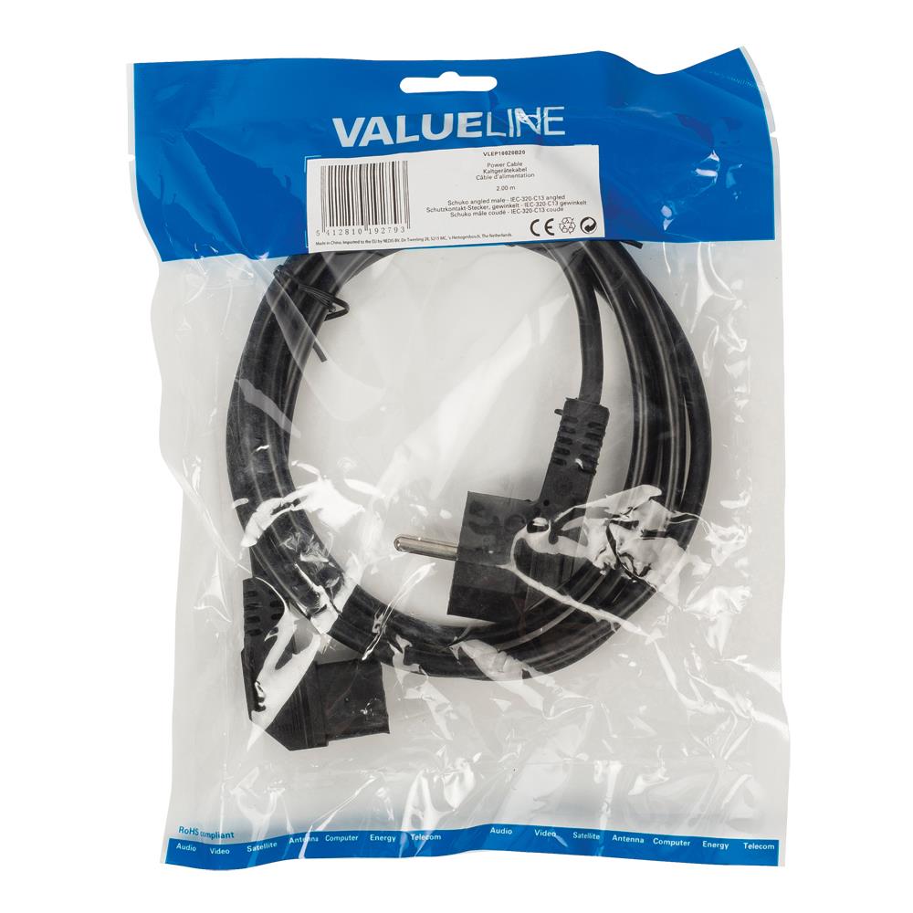 VLEP10020B20, Maschio, Power plug type F, C13 coupler, Ad angolo, Ad angolo, Nero - Foto 1