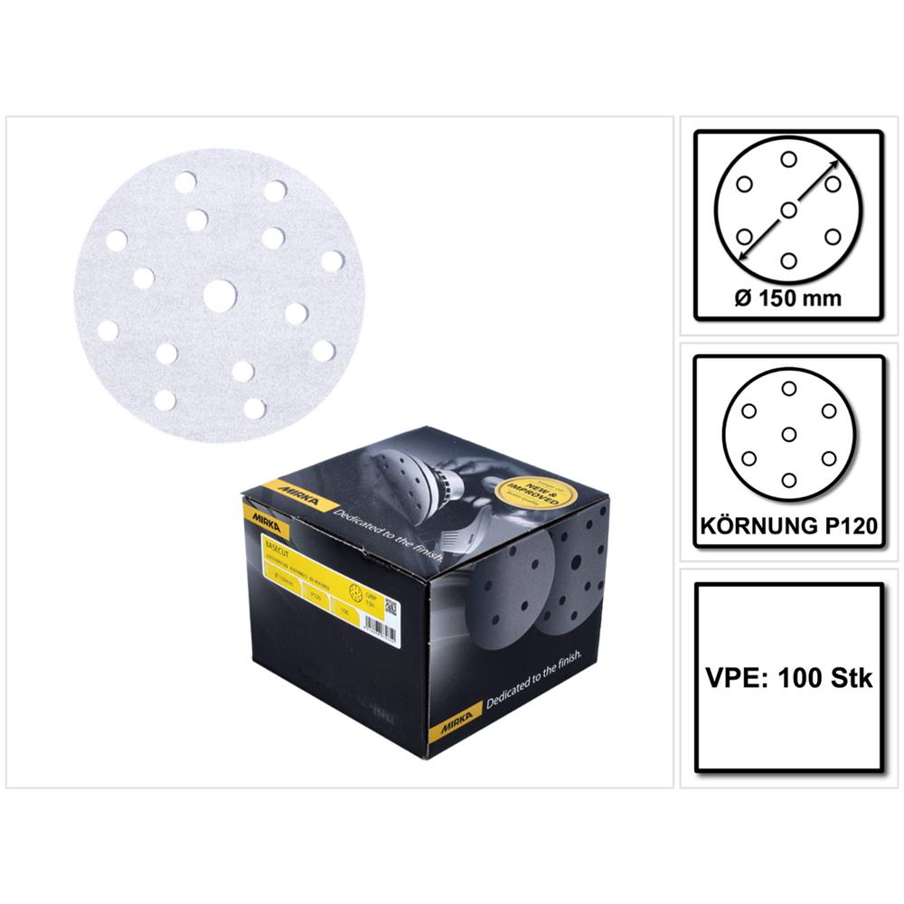 Basecut Carta Abrasiva Grip 150 Mm / P120 / 15 Fori (2261109912) - 100 Pz. - Foto 1