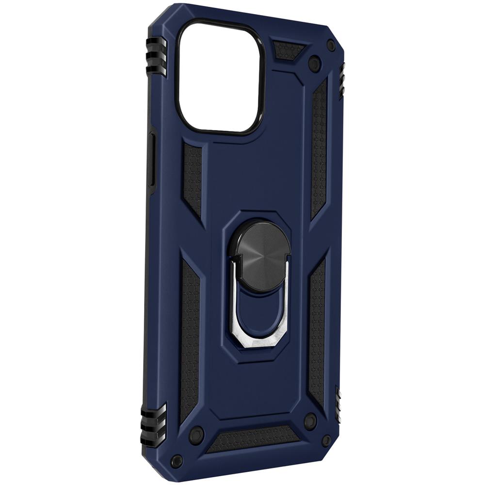 Cover Iphone 13 Pro Max Anti-urto Ibrida Anello Funzione Supporto Blu Notte - Foto 2