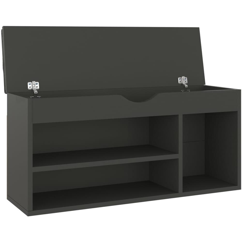 Panca Porta Scarpe con Cuscino Grigia 104x30x49cm Multistrato - Foto 2