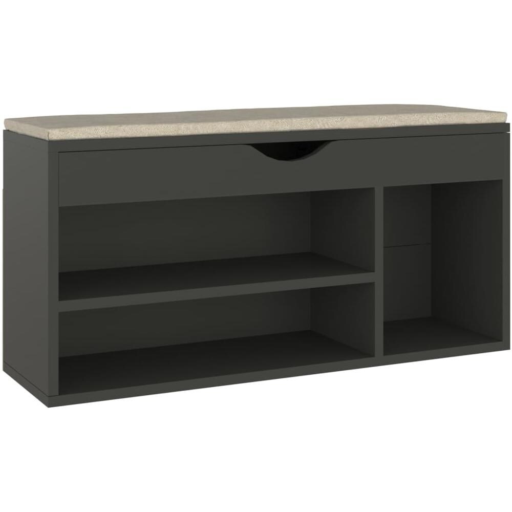 Panca Porta Scarpe con Cuscino Grigia 104x30x49cm Multistrato - Foto 1