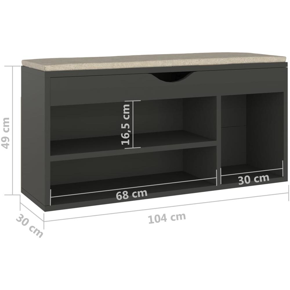 Panca Porta Scarpe con Cuscino Grigia 104x30x49cm Multistrato - Foto 7