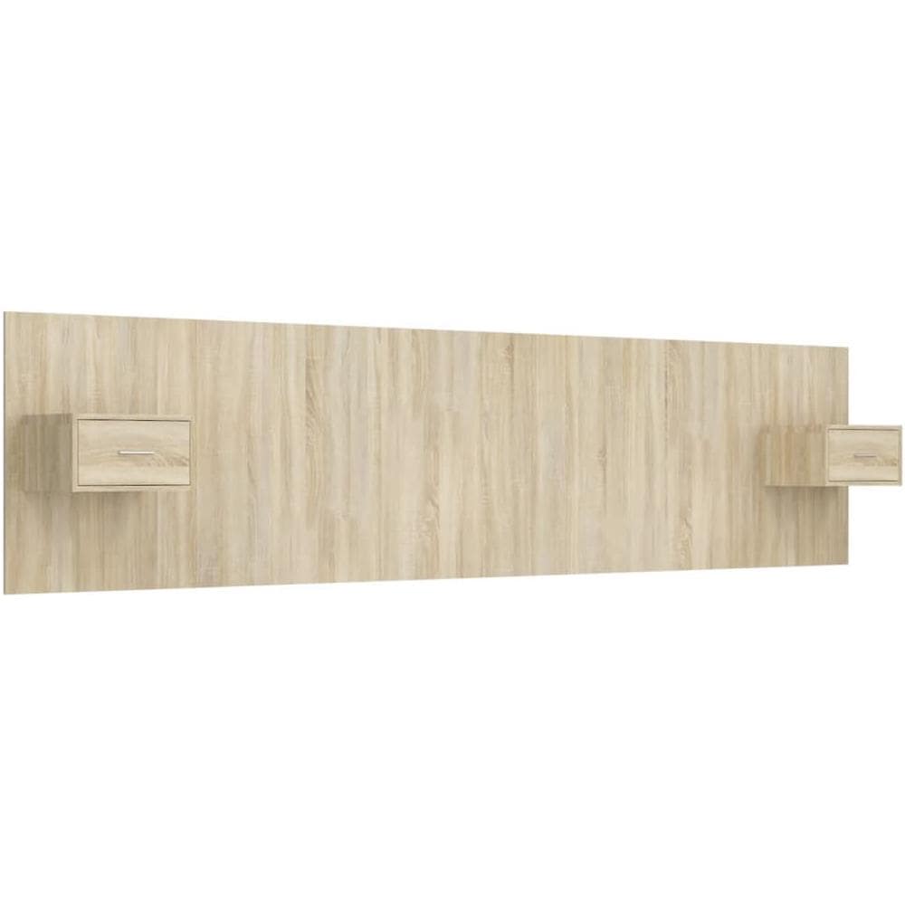 Testiera Letto Con Comodini In Legno Multistrato Rovere Sonoma - Foto 2