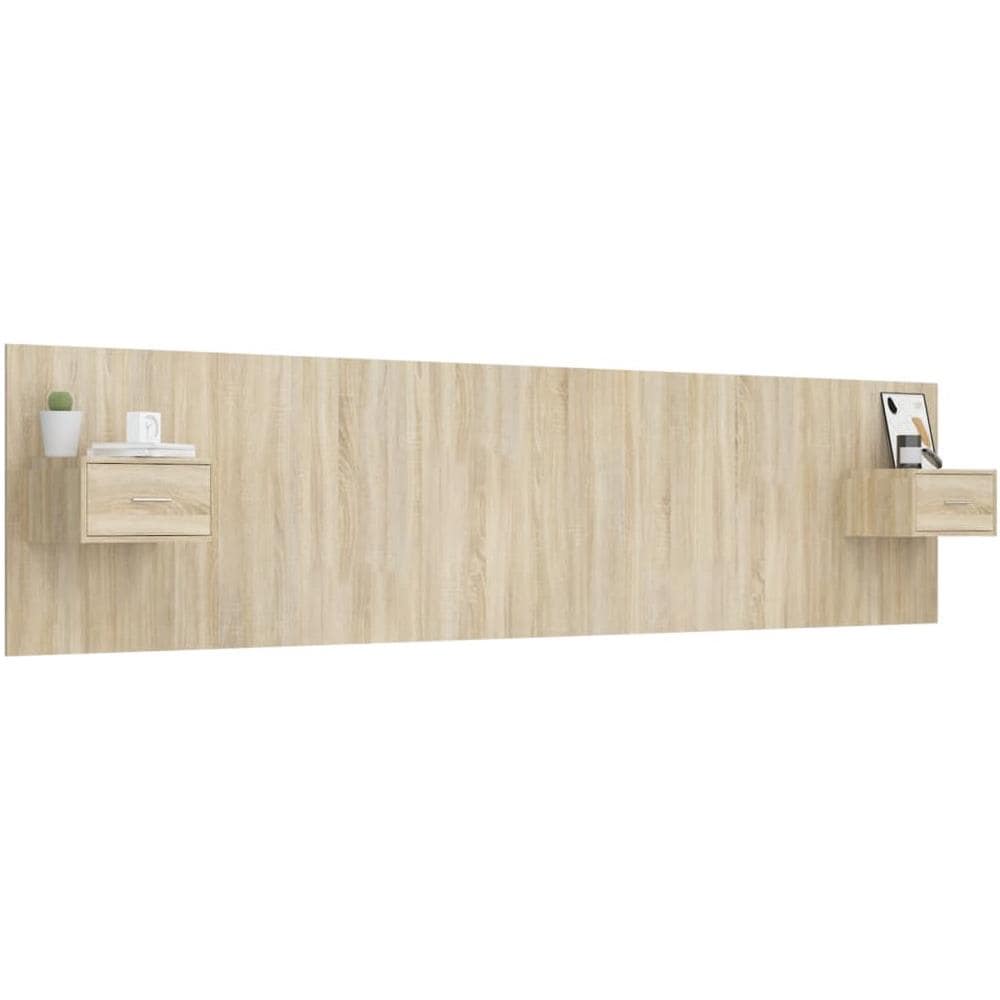 Testiera Letto Con Comodini In Legno Multistrato Rovere Sonoma - Foto 3