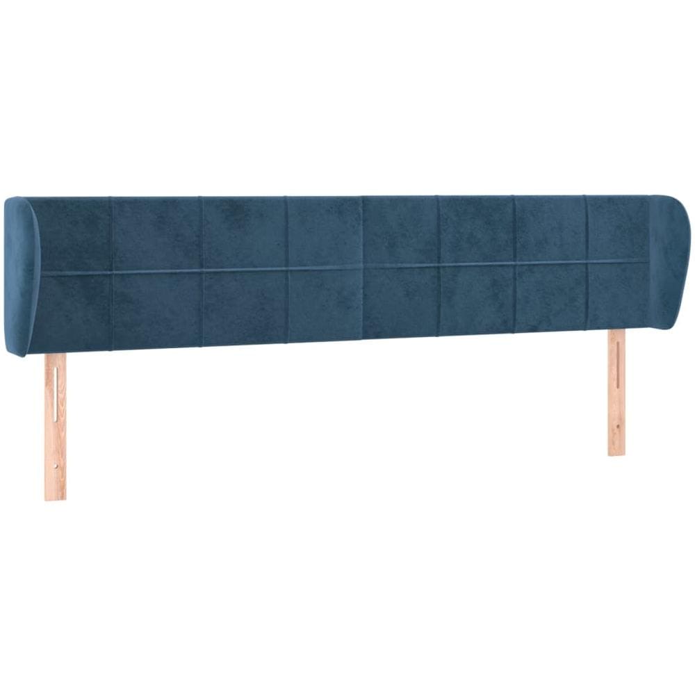 Testiera Ad Orecchio Blu Scuro 163x23x78/88 Cm In Velluto - Foto 2