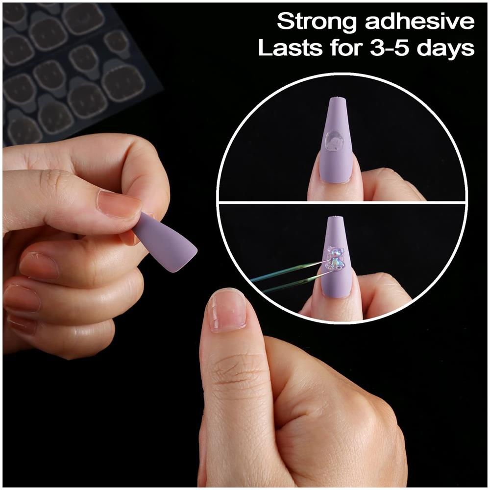 Grandi Adesivi Per Unghie Bifacciali 24 Pezzi Trasparente - Foto 2