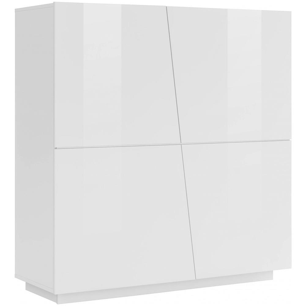 Credenza Pavel, Madia Da Cucina A 4 Ante, Buffet Da Soggiorno, 100% Made In Italy, Cm 120x43h126, Bianco Lucido - Foto 2