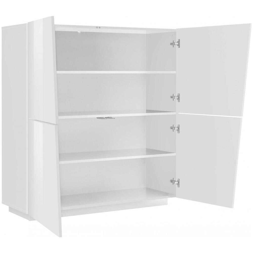 Credenza Pavel, Madia Da Cucina A 4 Ante, Buffet Da Soggiorno, 100% Made In Italy, Cm 120x43h126, Bianco Lucido - Foto 4