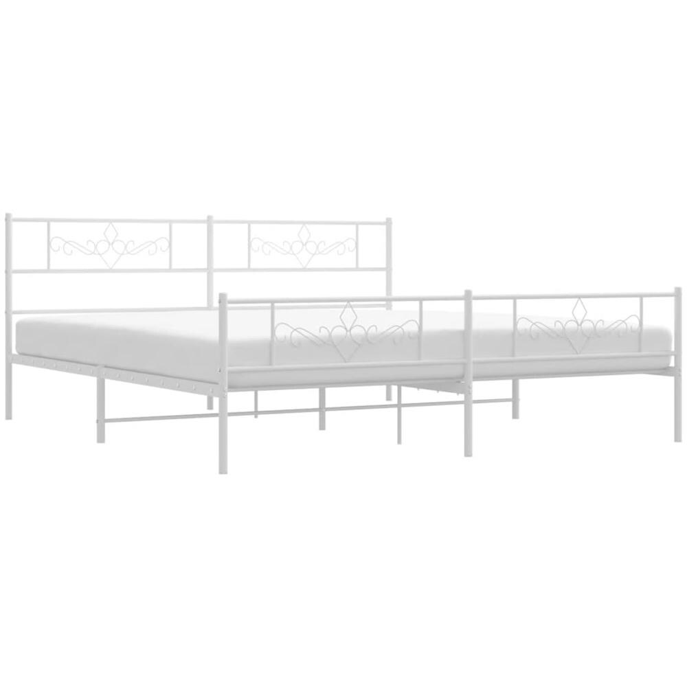 Giroletto Con Testiera E Pediera Metallo Bianco 193x203 Cm - Foto 3