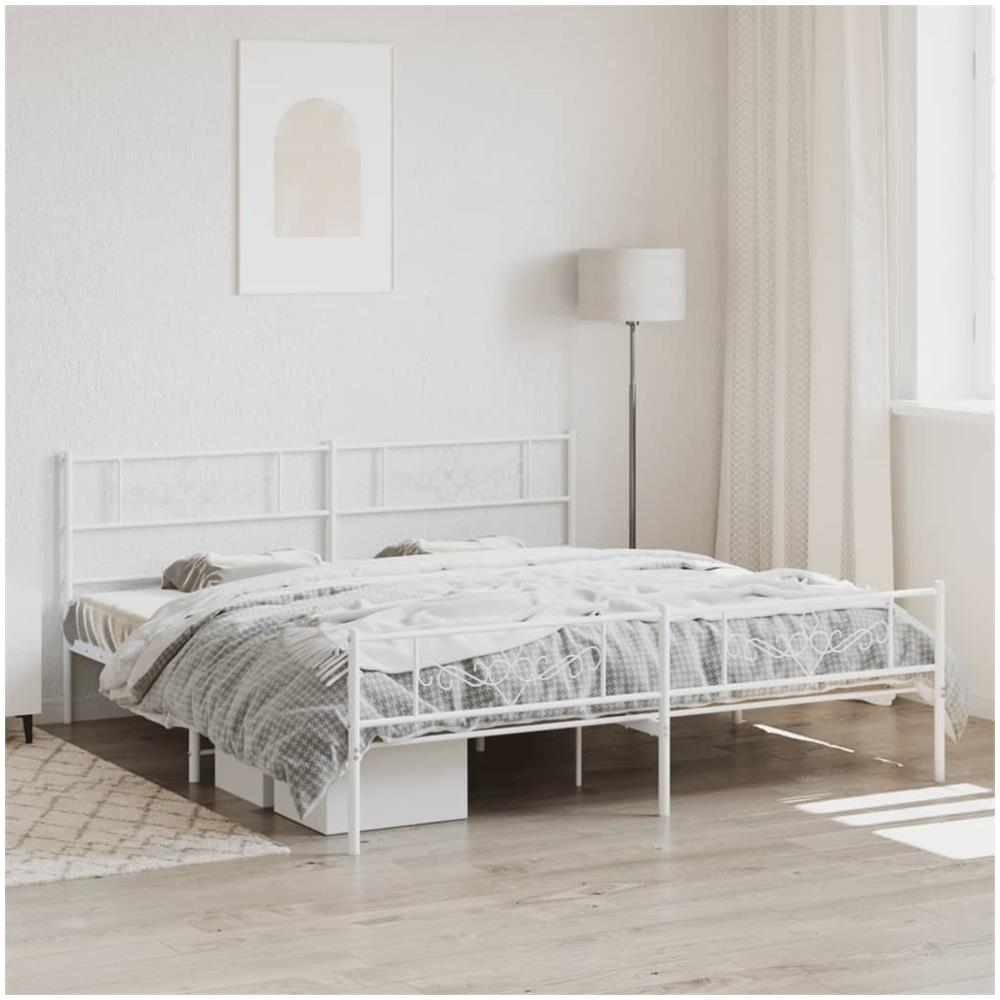 Giroletto Con Testiera E Pediera Metallo Bianco 193x203 Cm - Foto 1