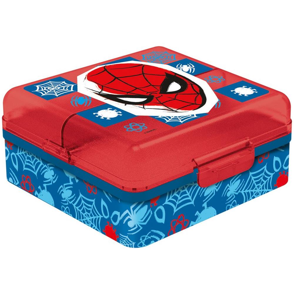 Sandwich Box Rossa Per Bambini In Plastica Spiderman Con Multi Scomparto - Foto 1