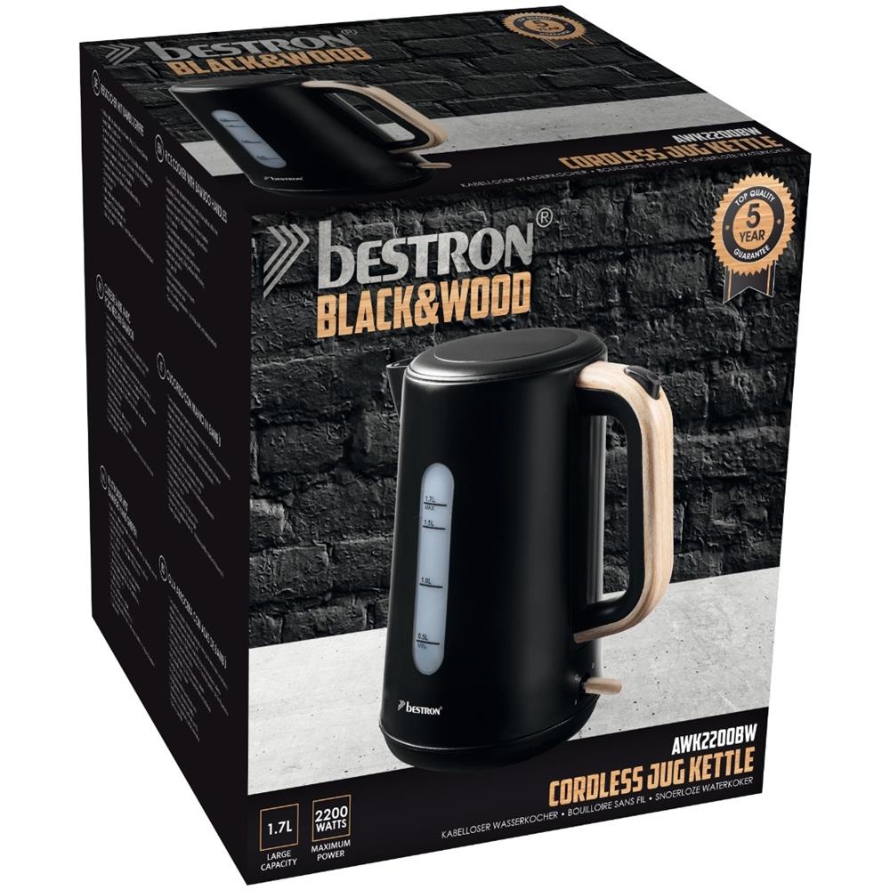 AWK2200BW bollitore elettrico 1,7 L 2200 W Nero, Legno - Foto 7