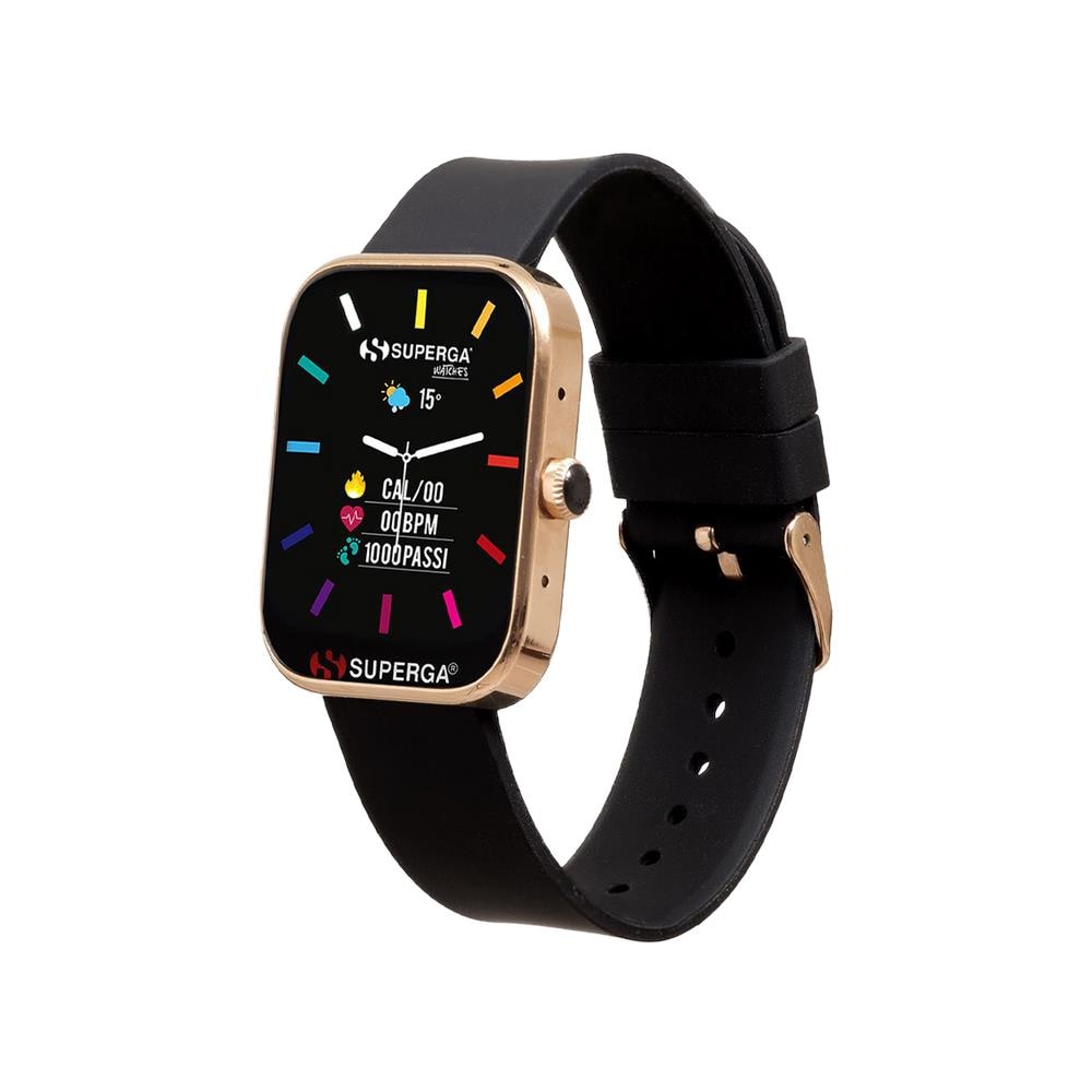 Smartwatch SWT-STC003 Bluetooth Cassa Goldrose 42 mm in Alluminio con Doppio Cinturino Nero e Bianco - Foto 1