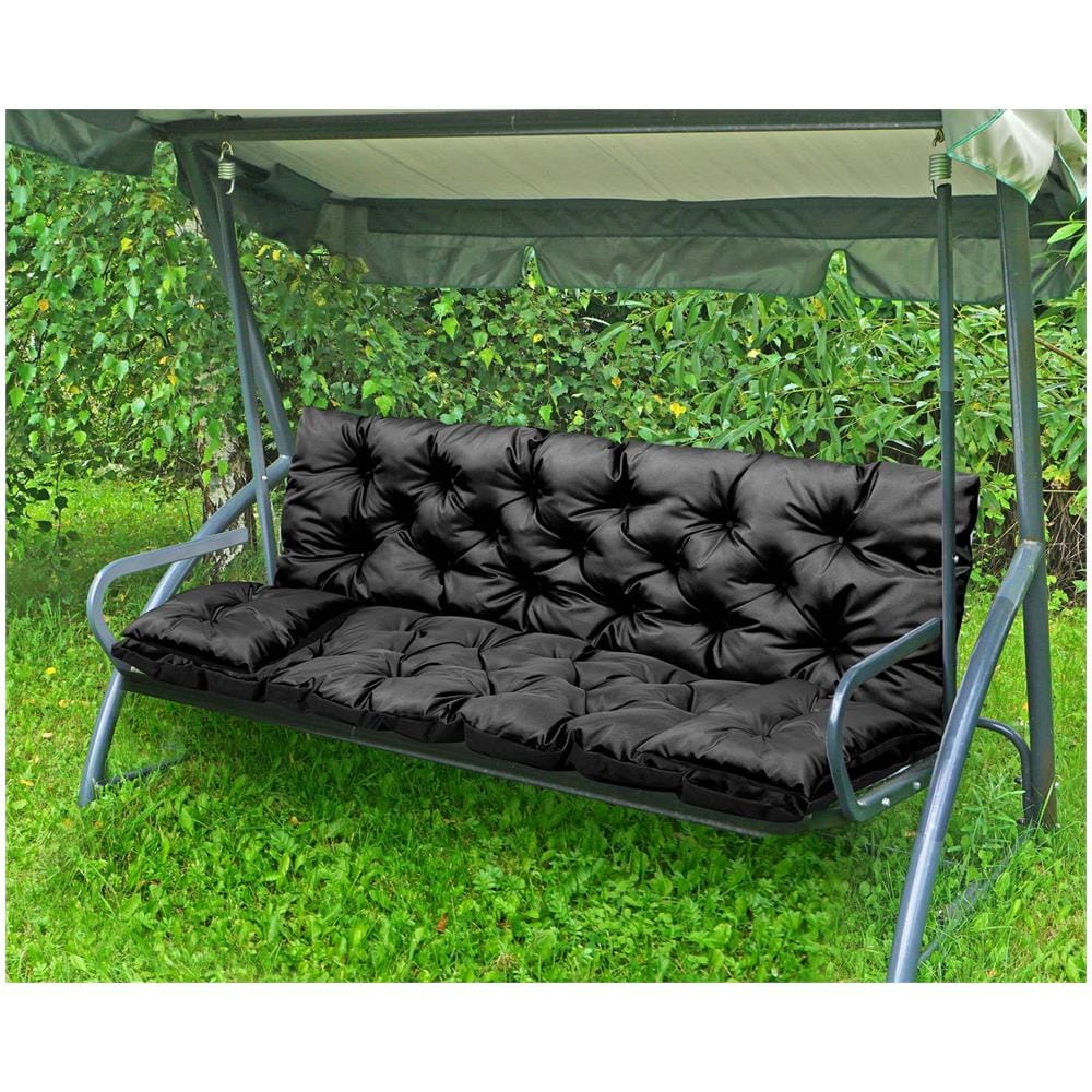 Set di cuscini da giardino 180x60x50 cm impermeabili neri - Foto 2