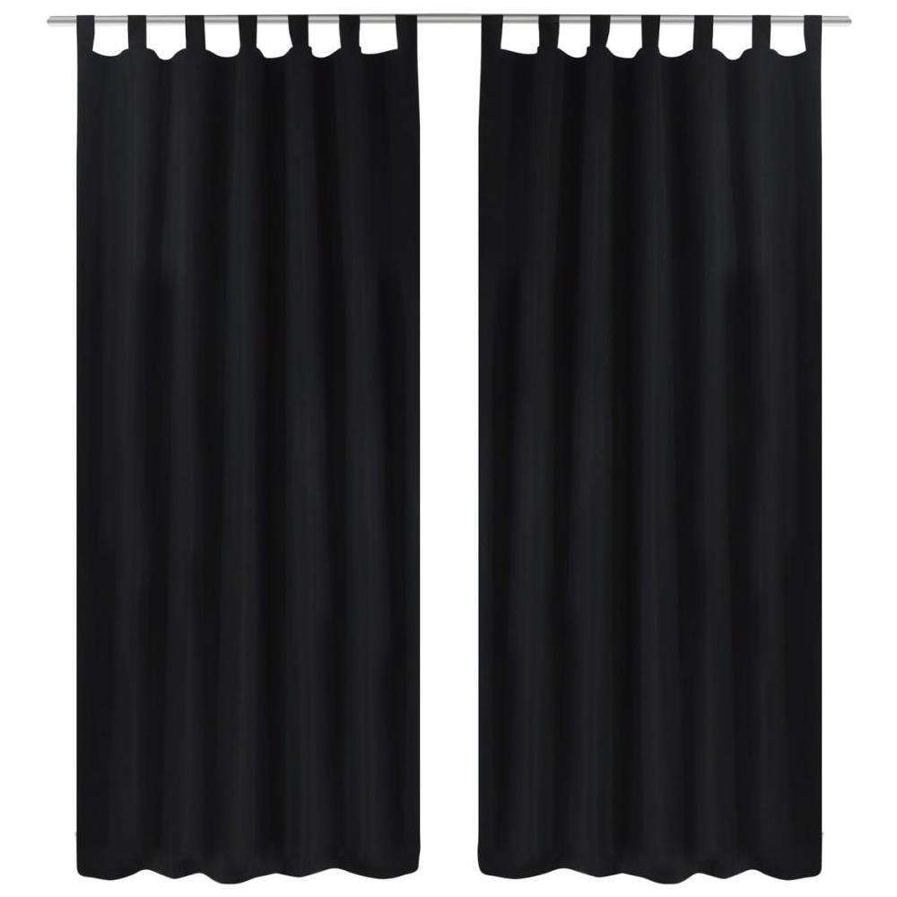 Tende Micro-raso Nere 2 Pezzi Con Occhielli 140 X 175 Cm - Foto 1