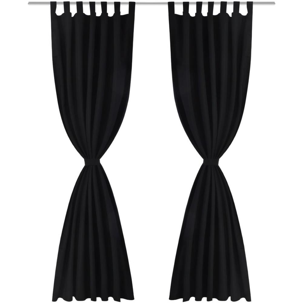 Tende Micro-raso Nere 2 Pezzi Con Occhielli 140 X 175 Cm - Foto 2