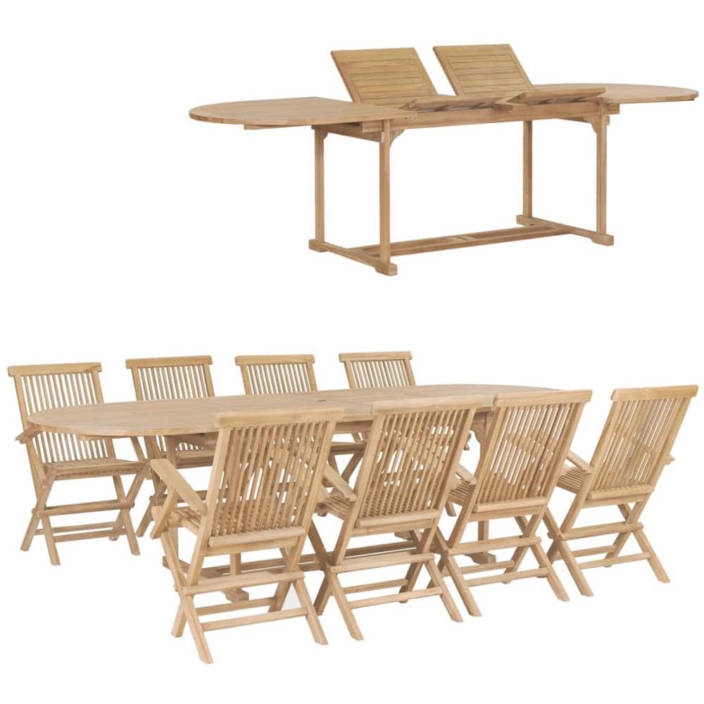 Set da Pranzo per Esterni 9 pz 180-280x100x75 cm Teak Massello - Foto 1