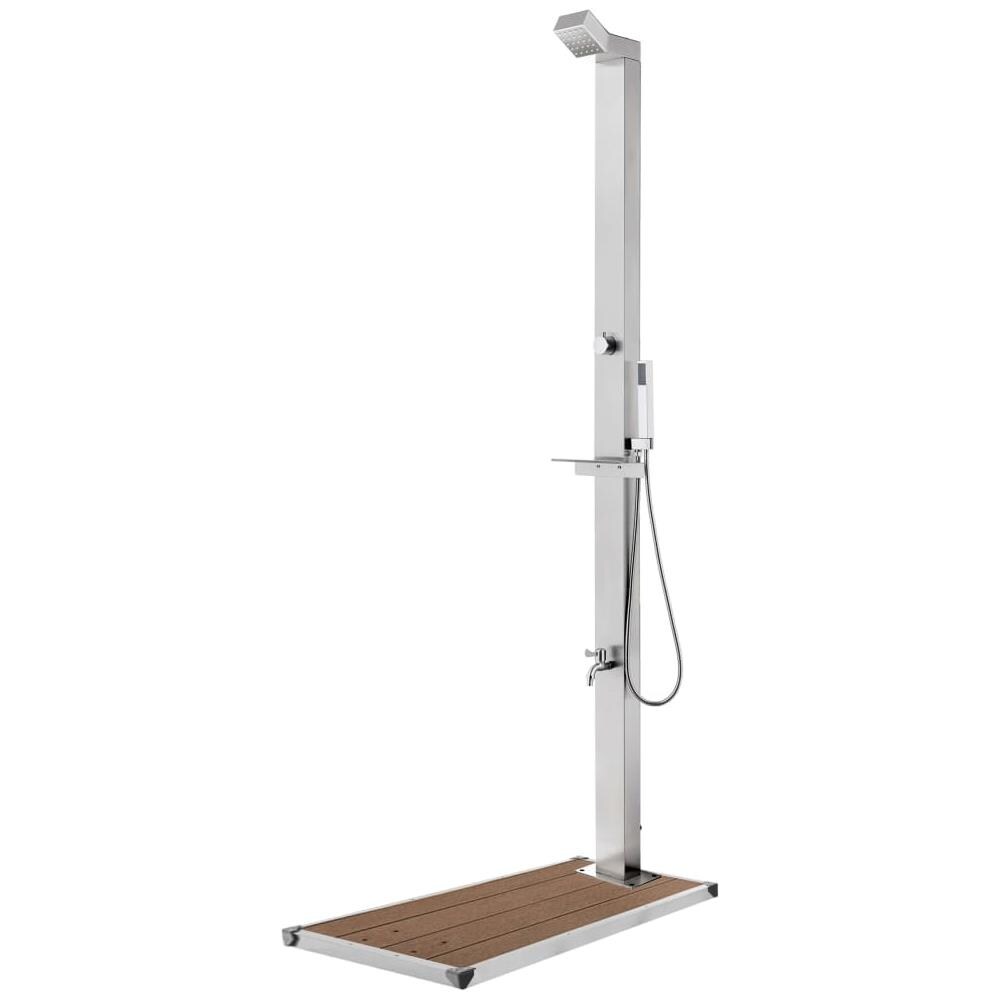 Doccia Da Giardino Con Base Marrone 225 Cm In Acciaio Inox - Foto 1