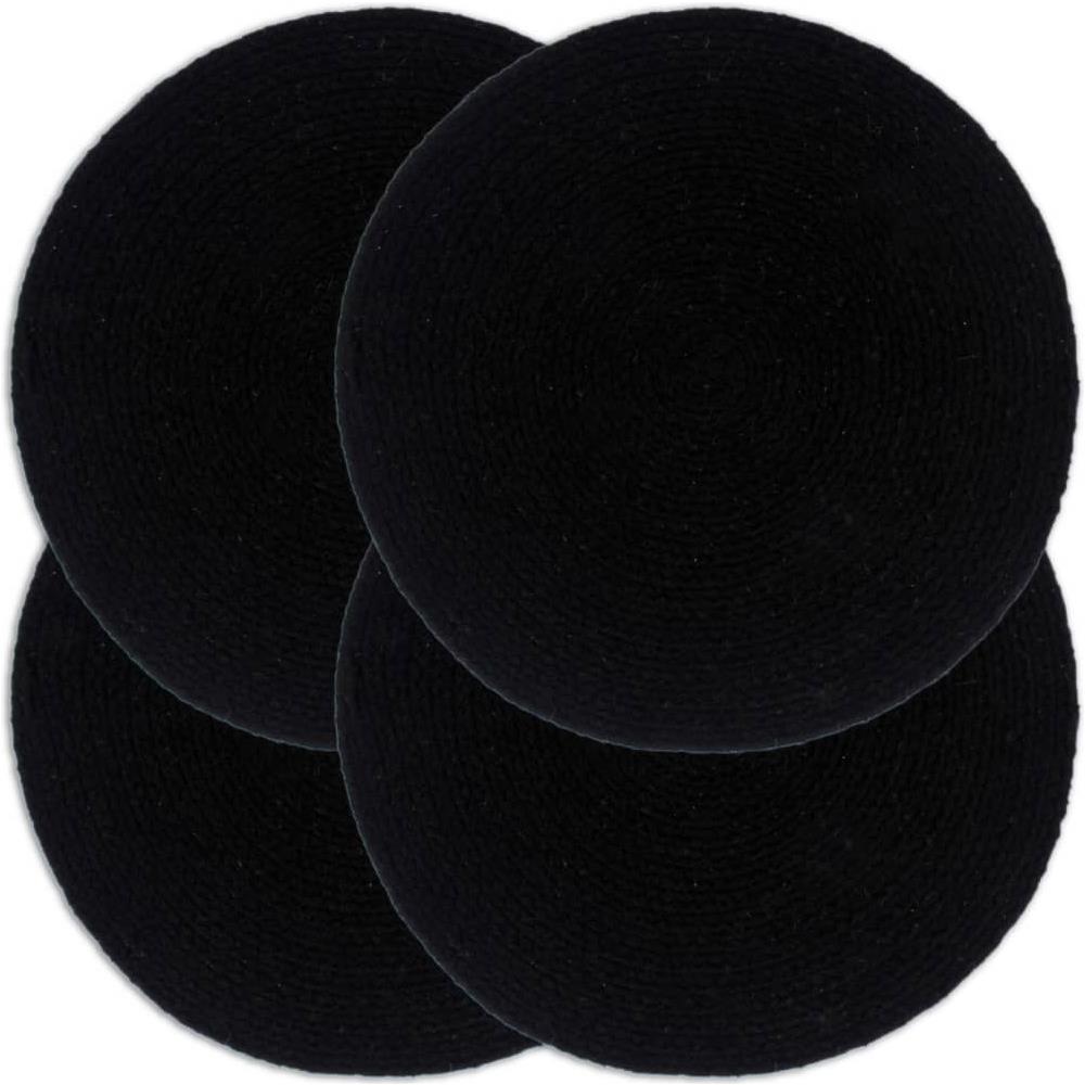 Tovagliette 4 Pz Nero Neutro 38 Cm Rotonde In Cotone - Foto 1
