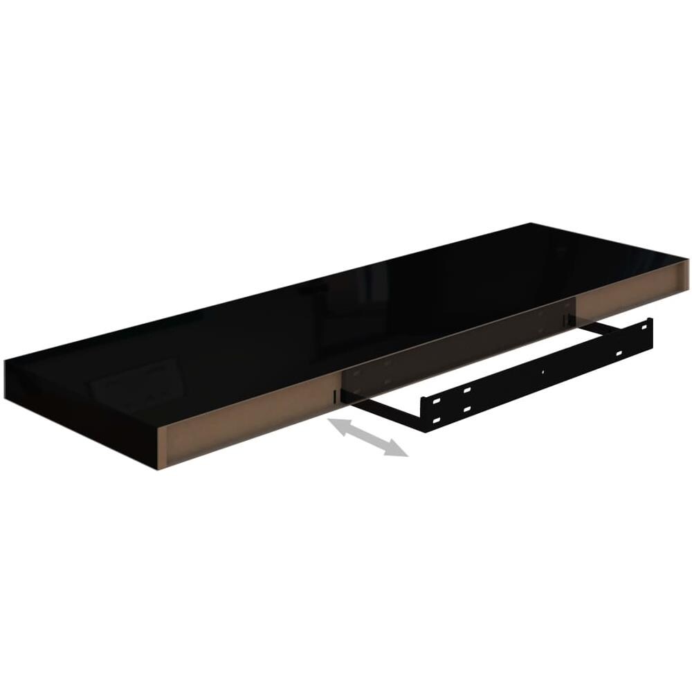 Scaffali A Parete 4 Pz Nero Lucido 80x23,5x3,8 Cm In Mdf - Foto 8