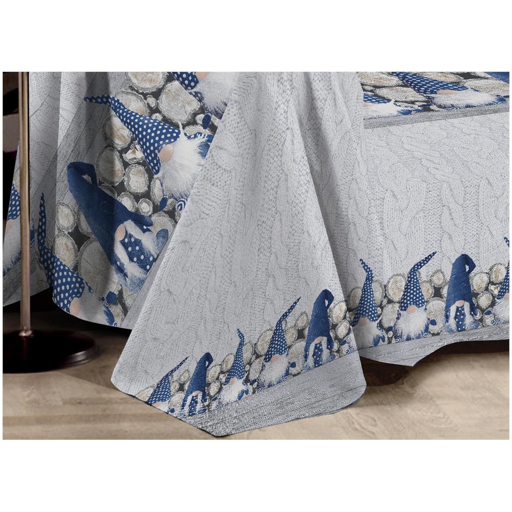 Telo Arredo Multiuso Linea Pensieri Delicati In 100% Cotone Disegno Gnomi Singolo Blu - Foto 2