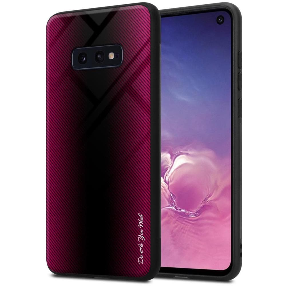 Custodia Compatibile Con Samsung Galaxy S10e - Ottica A Strisce In Cremisi Rosa - Coperchio Protettivo In Vetro Temperato E Silicone Tpu - Foto 1