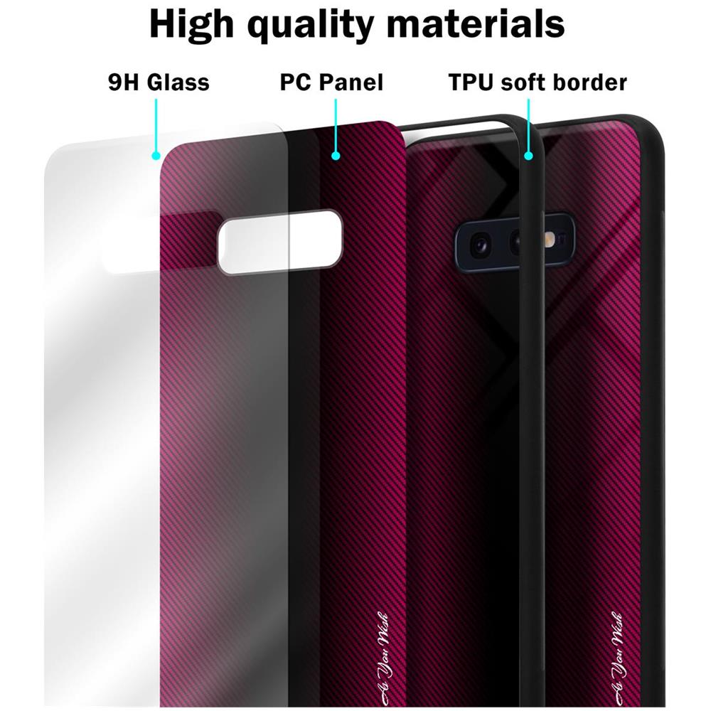 Custodia Compatibile Con Samsung Galaxy S10e - Ottica A Strisce In Cremisi Rosa - Coperchio Protettivo In Vetro Temperato E Silicone Tpu - Foto 6