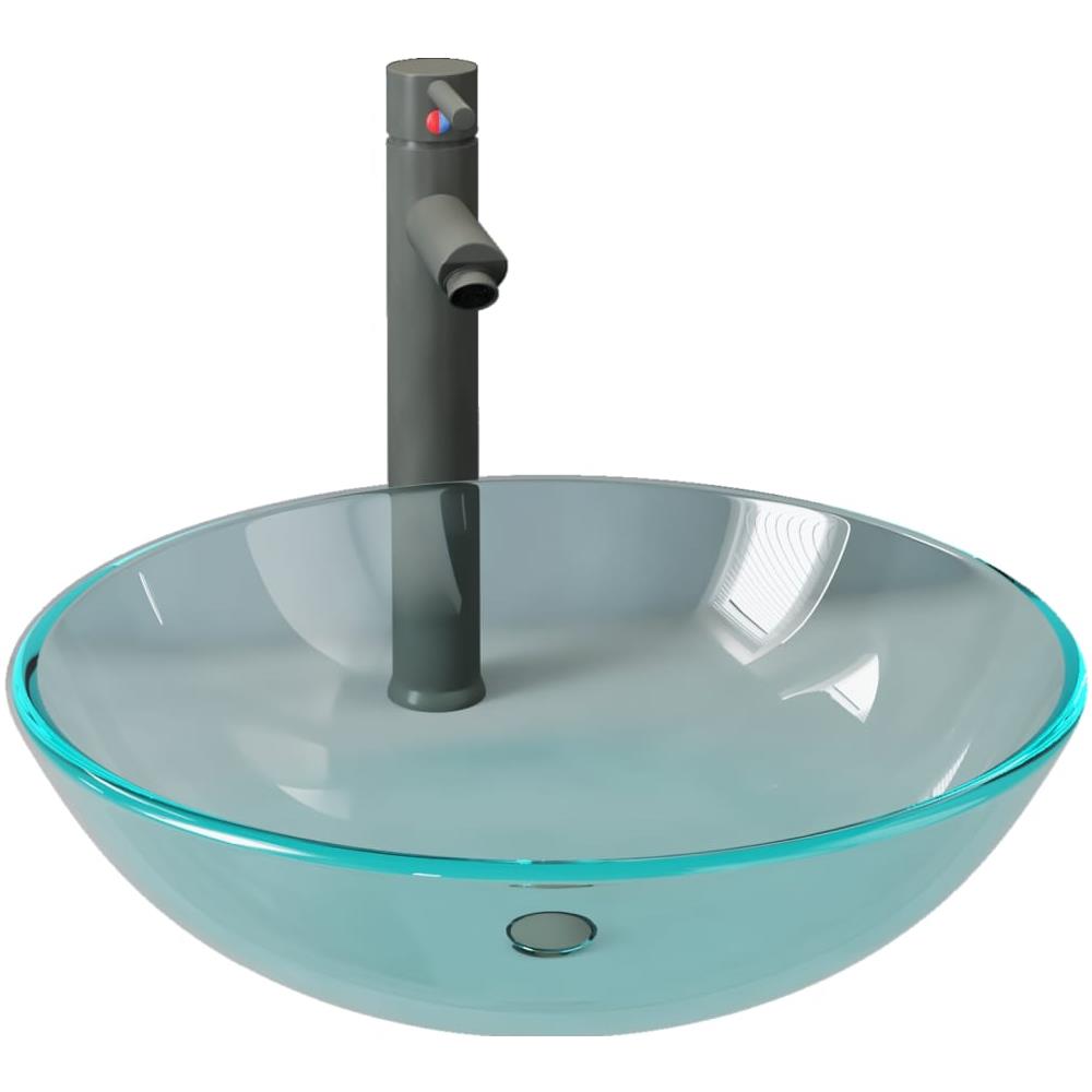 Lavandino Con Rubinetto E Piletta Vetro Temperato Trasparente - Foto 2