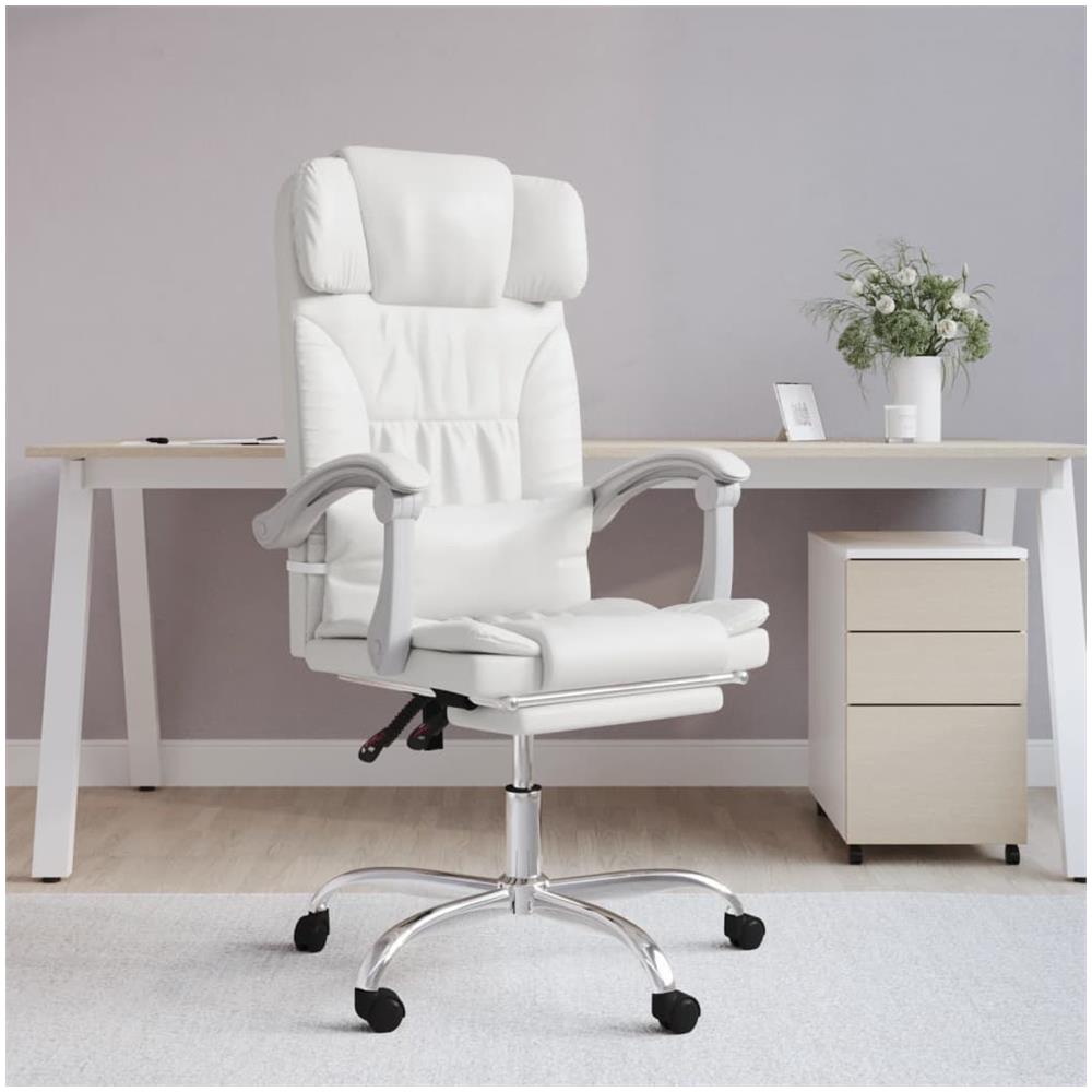 Poltrona da Ufficio Massaggiante Reclinabile Bianca Similpelle - Foto 1