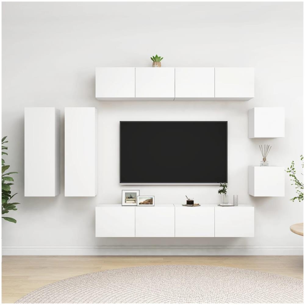 Set Mobile Tv 8 Pz Bianco In Truciolato - Foto 1