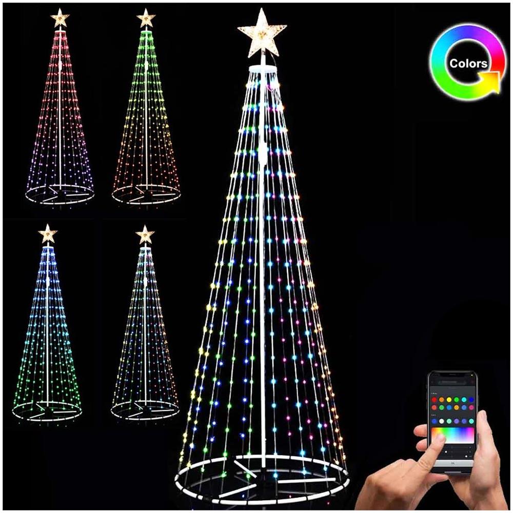 Albero Natale Luminoso 220 cm con 324 LED RGB App Smart Control Luci per Esterno - Foto 1