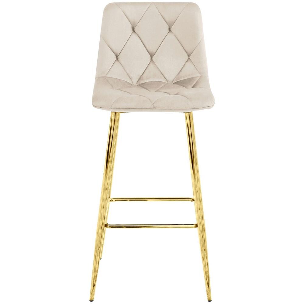 Sgabello KODA in velluto beige con gambe dorate, design moderno - Foto 2