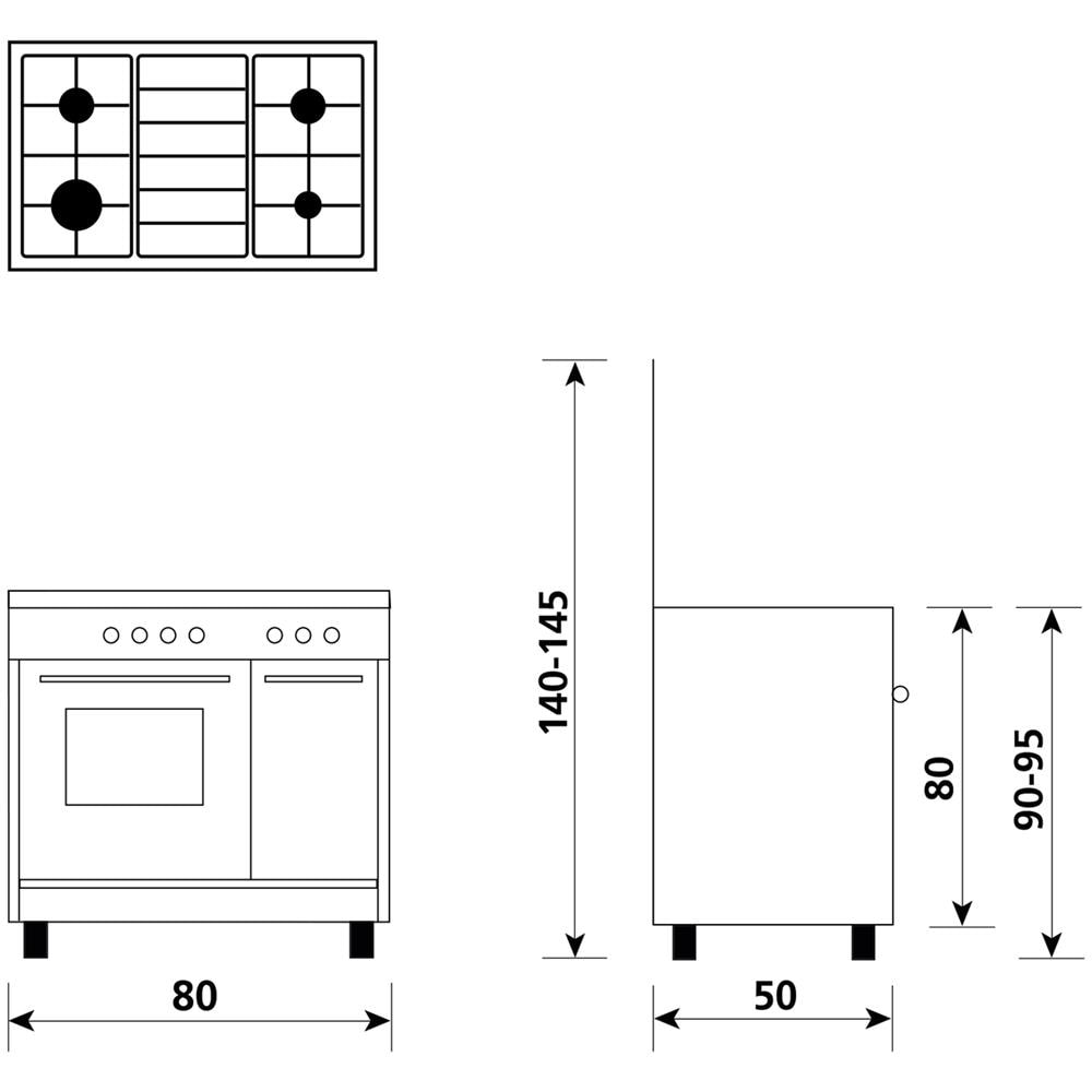 Cucina Gas AR854GI 4 Fuochi Gas Forno Gas Classe A Dimensioni 80x50 Colore Inox Serie Alpha - Foto 3