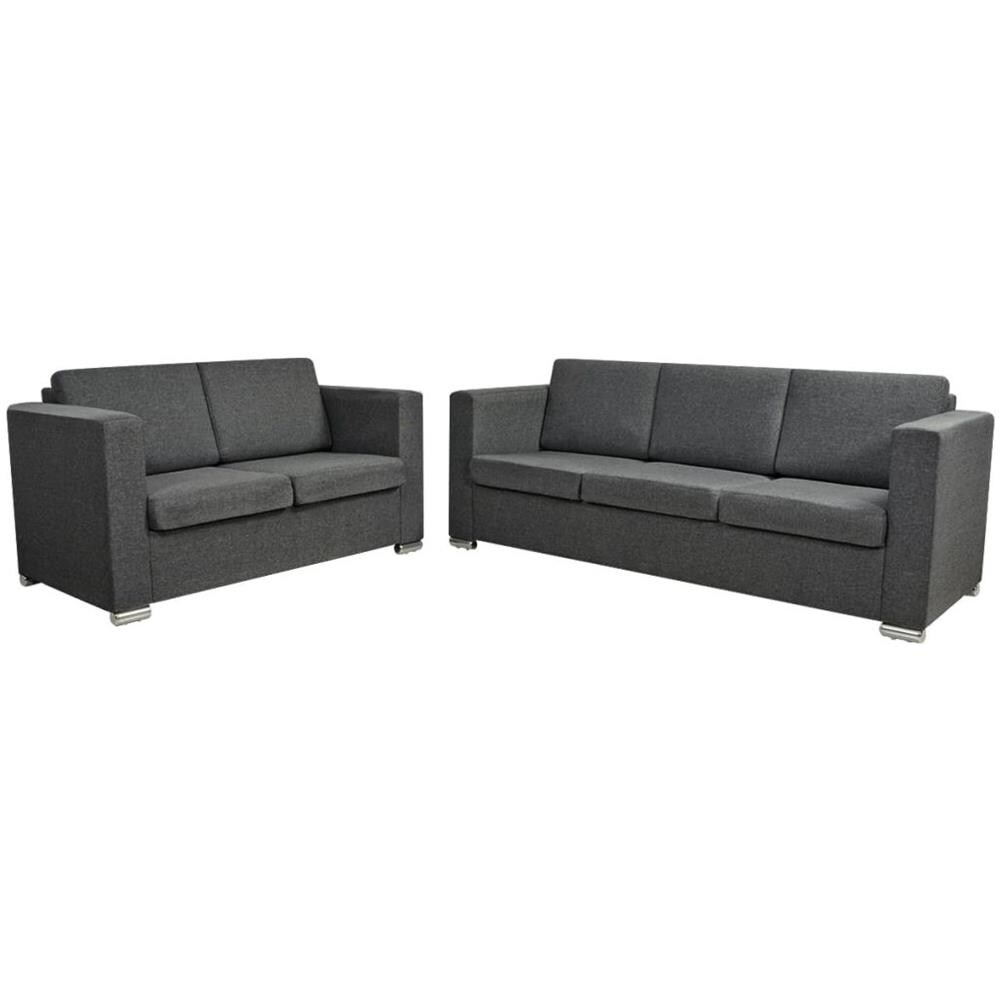 2 Pz Set Di Divani In Stoffa Grigio Scuro - Foto 2